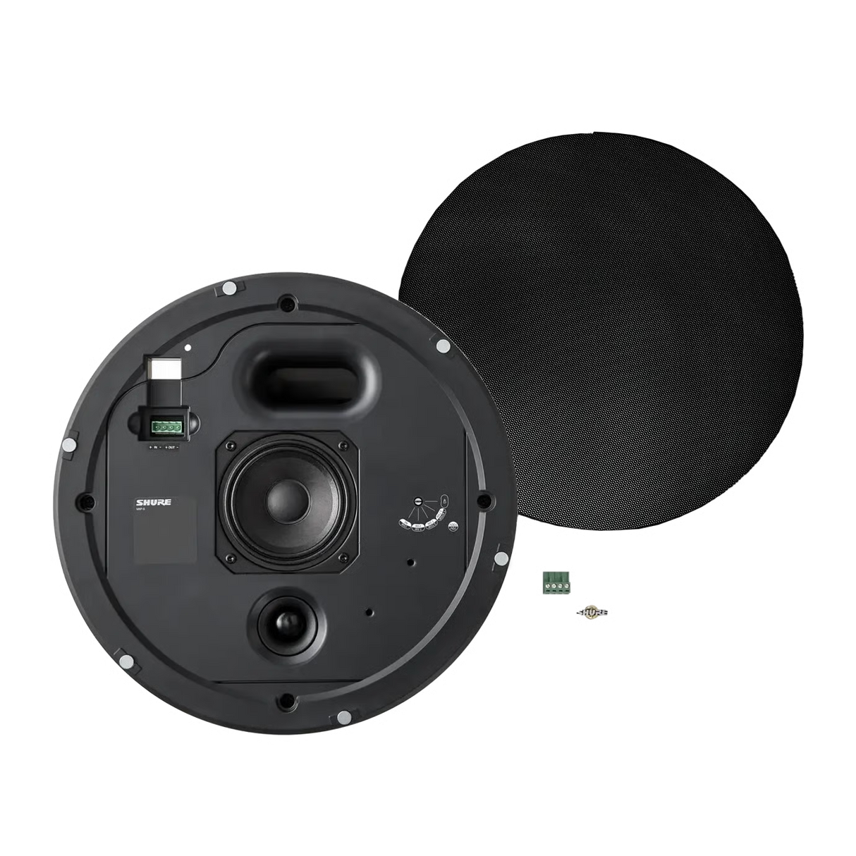 Shure MXP-5 Microflex Ceiling Passive Conferencing Loudspeaker - Black, Single Speakers Shure