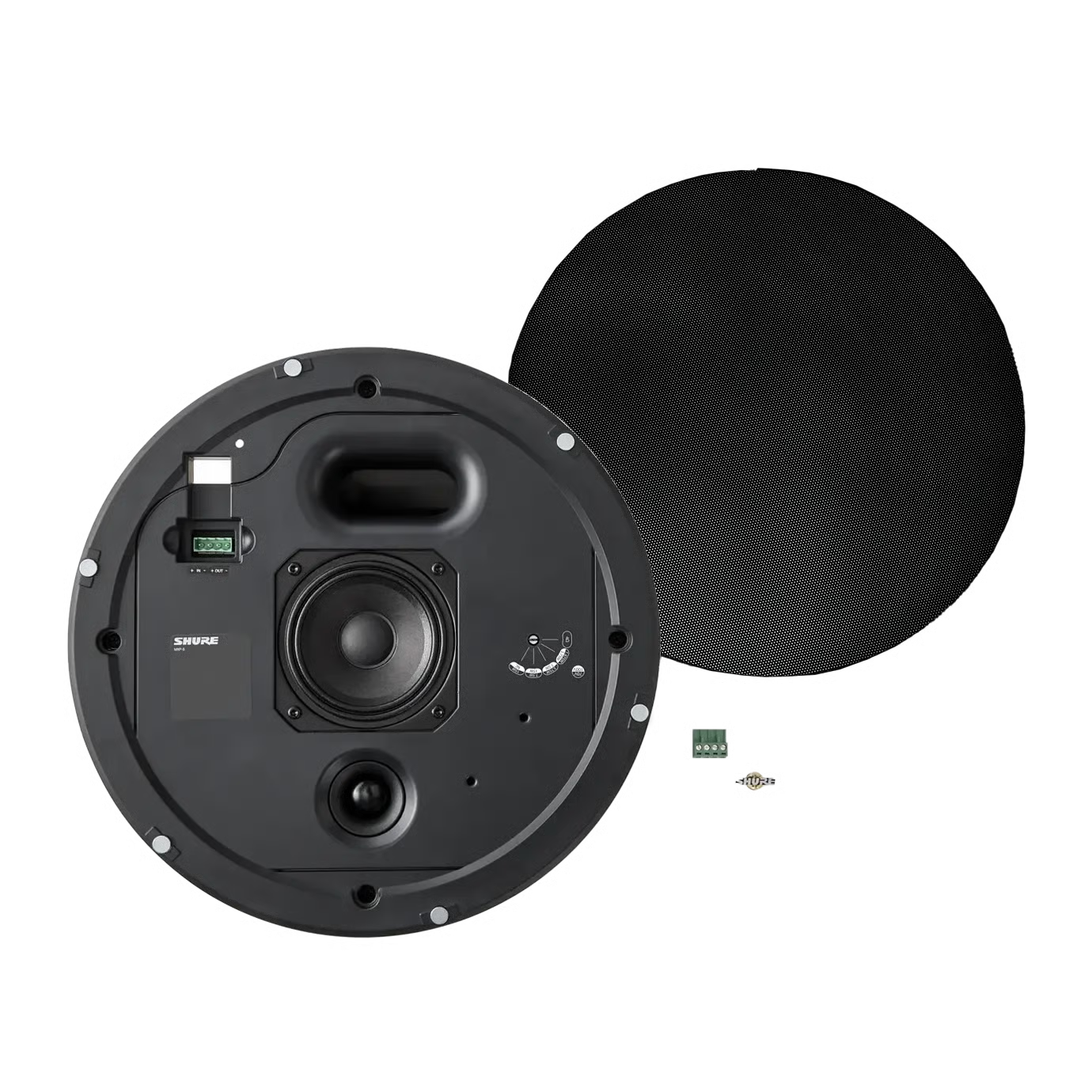Shure MXP-5 Microflex Ceiling Passive Conferencing Loudspeaker - Black, Single Speakers Shure