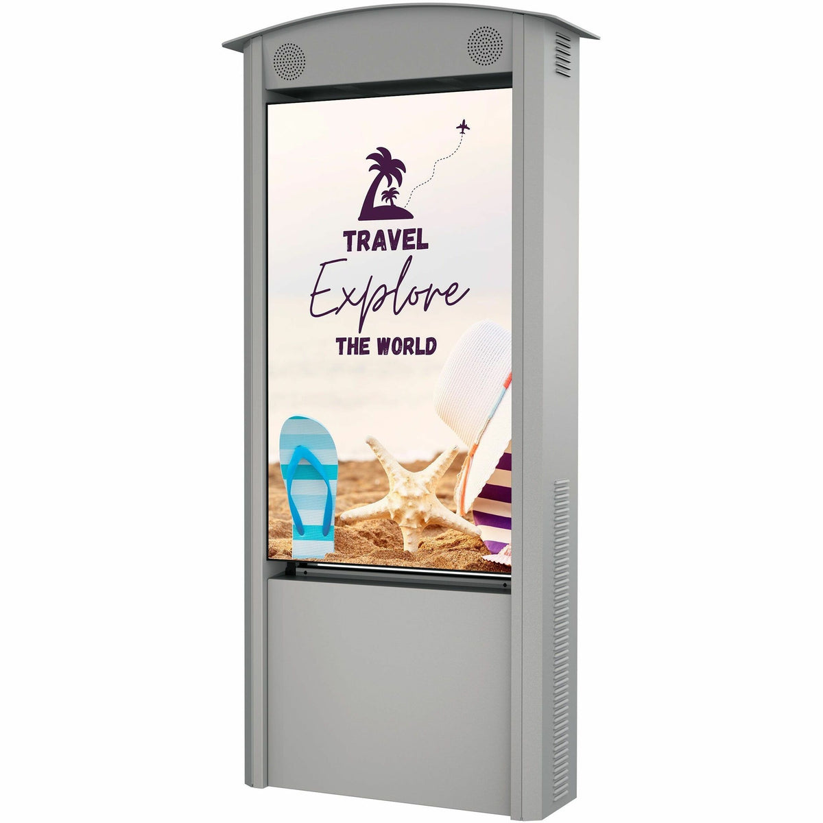 Peerless-AV KOP55XHB2-SA Dual-Sided Smart City Kiosk front view with two 55-inch outdoor displays and speakers