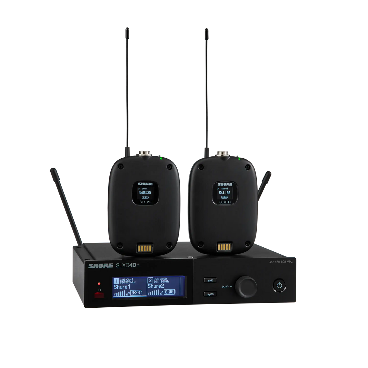 Shure SLXD14D Dual-Channel Digital Wireless Bodypack System with No Mics (H55: 514 to 558 MHz) - SLXD14D-H55 Microphones Shure