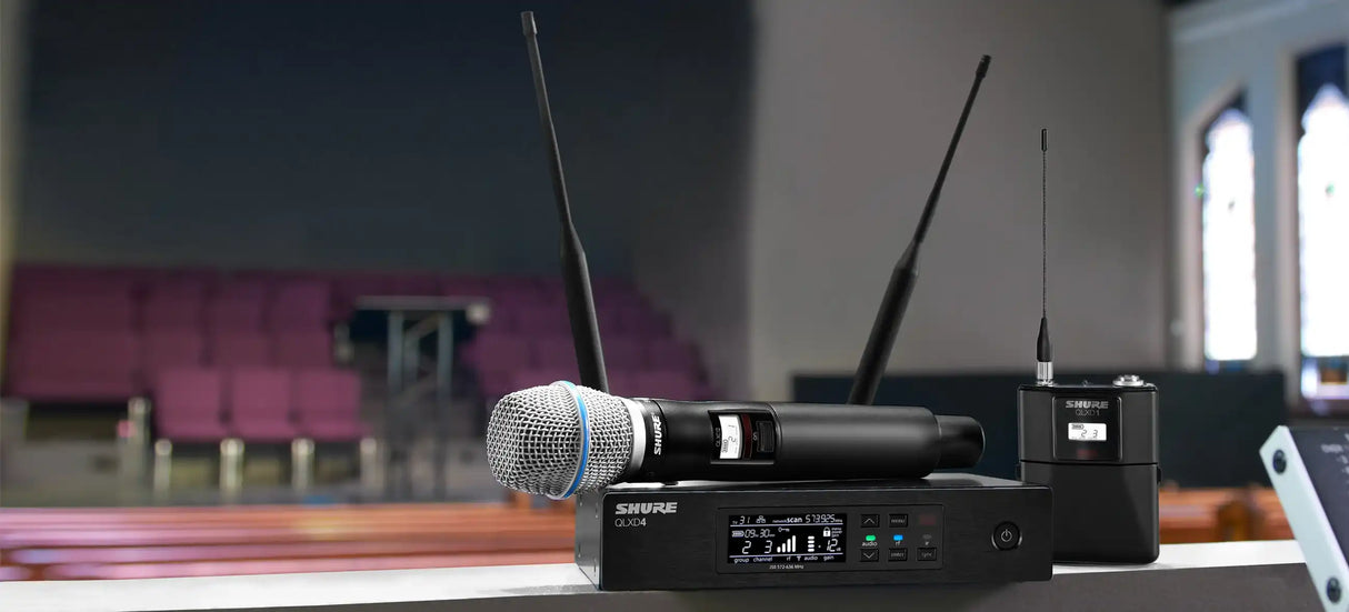 Shure QLXD4 Series Single-Channel Digital Half-Rack Wireless Mic Receiver Microphones Shure