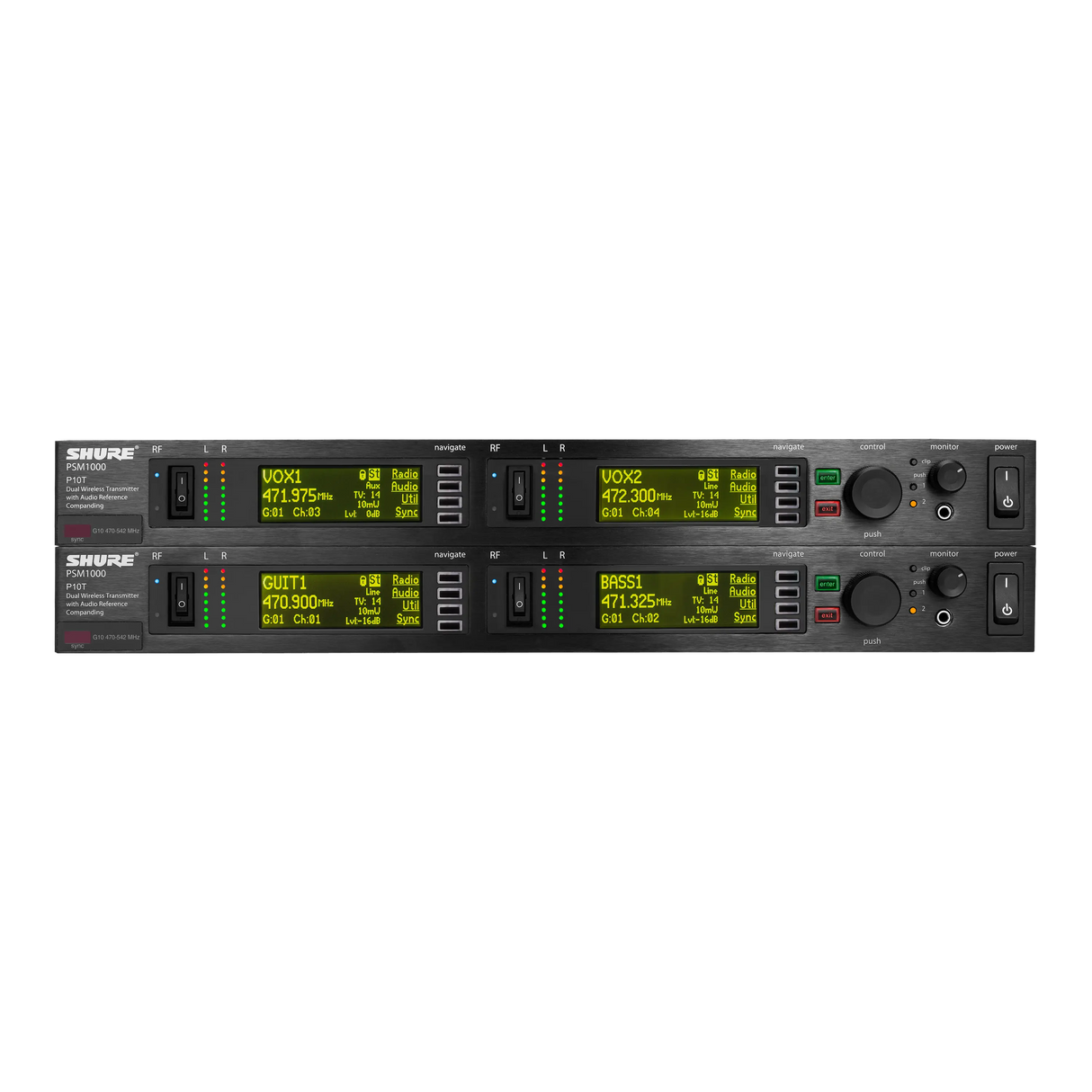 Shure P10T PSM®1000 Dual Rack Unit Transmitter - P10T=-X55 Microphones Shure
