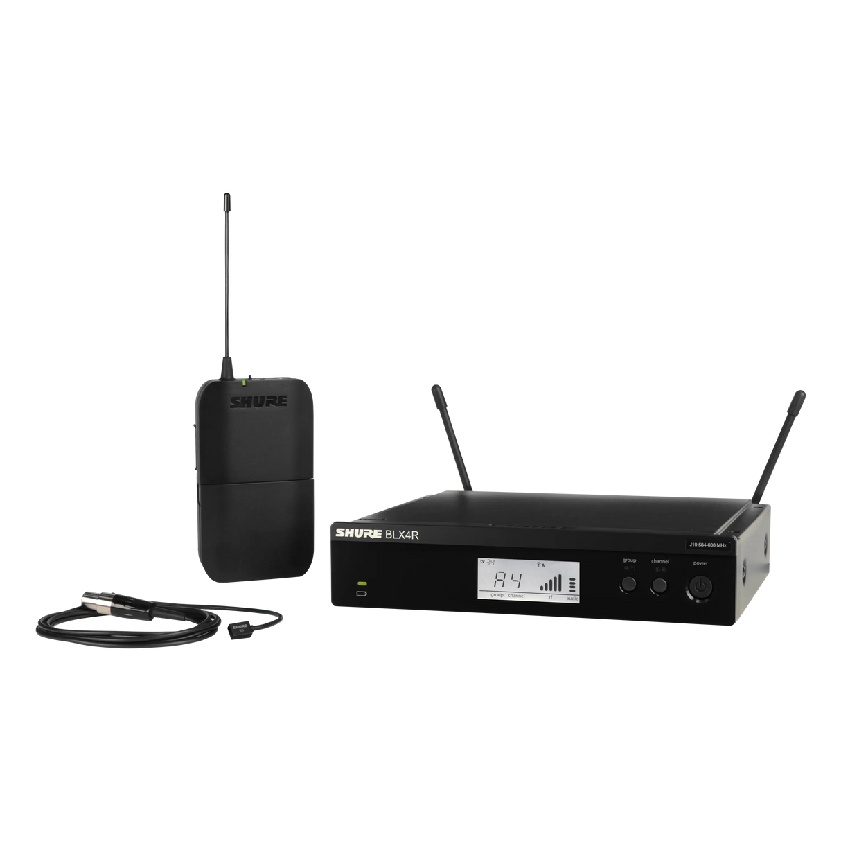 Shure BLX14R/W93-H10 Wireless Rack-Mount Presenter System with WL93 Lavalier Microphone Microphones Shure