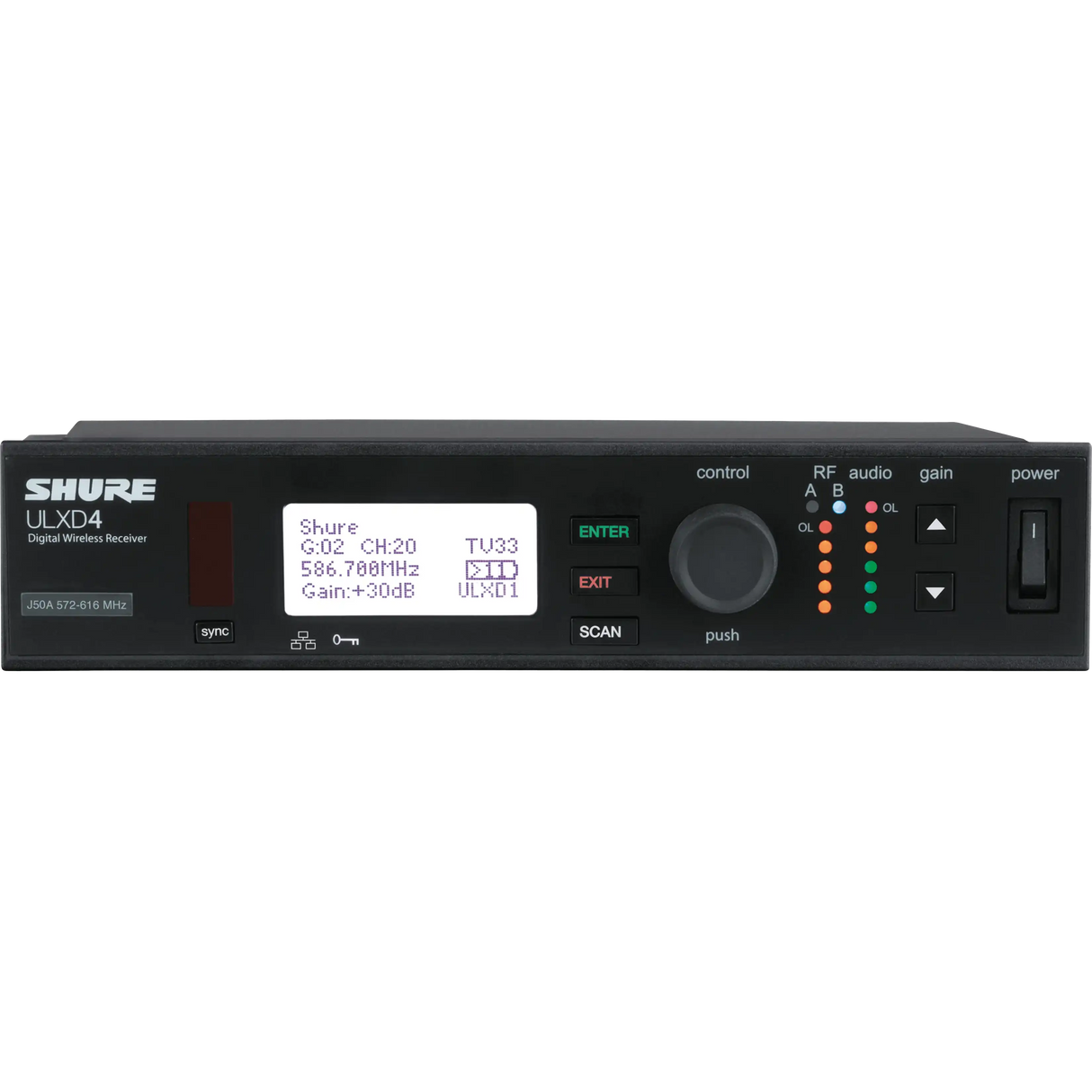 Shure ULXD4Q Quad-Channel Digital Wireless Mic Receiver - ULXD4Q=-G50 Audio Components Shure
