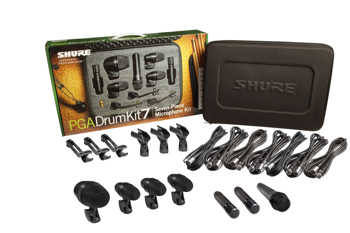 Shure PGADRUMKIT7 – 7-Piece Professional Drum Microphone Kit Microphones Shure