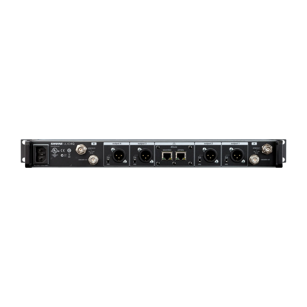 Shure ULXD4Q – ULX-D Quad-Channel Digital Wireless Receiver (J50A) Audio Components Shure