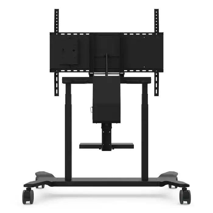 ViewSonic VB-STND-008 Motorized Height Adjustable Mobile Cart, Black, 22" Smooth Lift, 0-90° Tilt, 360° Swivel, VESA 400x200 to 800x600mm, Storage Tray for 55"-86" Displays up to 165lbs TV & Monitor Mounts ViewSonic