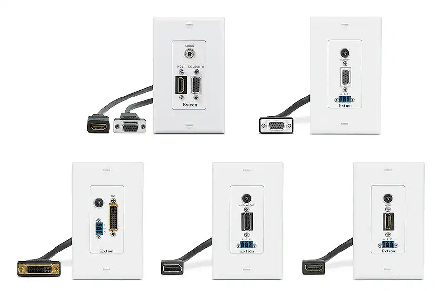 Extron WPD 163 (2) HDMI and Network; White Wallplates mount boxes Extron