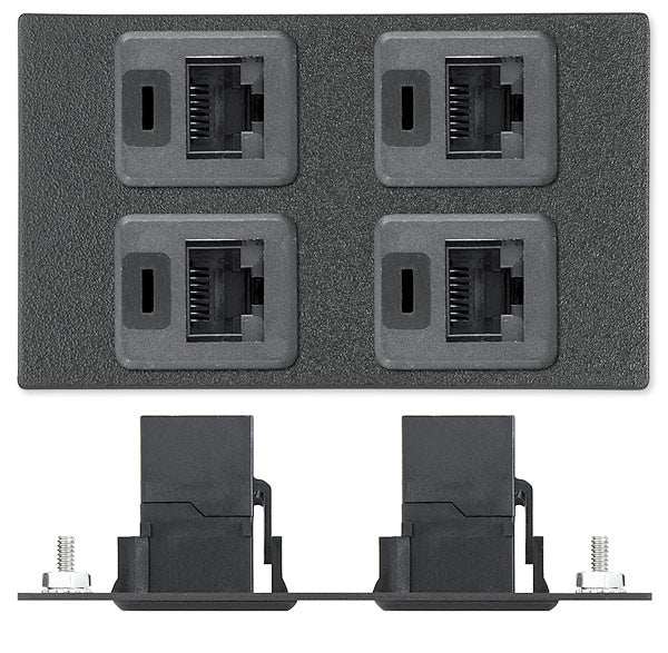 Extron AAP 4 RJ-45 FFB Pass-Through Plate Black Audio & Video Cables Extron