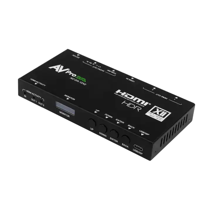 AVPro Edge 48Gbps HDMI scaling distribution amplifier with one input, dual outputs Video Transmitters AVPro Edge