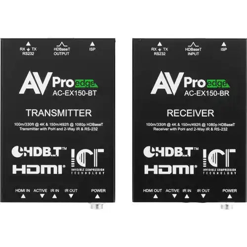 AVPro Edge HDBaseT (CAT6) Extender Kit. 10.2G, 40m 4K (70m HD) Extender with Bi Directional 12V Power, RS232, IR . 4K60 4:2:0 Max Video Transmitters AVPro Edge