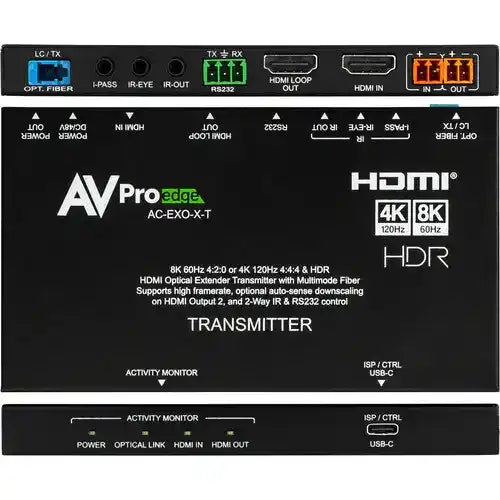 AVPro Edge 8k HDMI Extender kit via multi mode fiber optics, sending signals up to 40Gbps Video Transmitters AVPro Edge