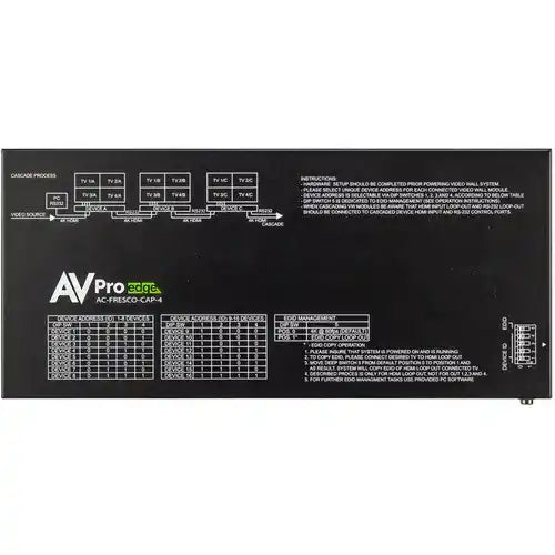 AVPro Edge 1x4 Video Wall Processor with balanced audio extraction and HDMI loop out for cascading or larger walls; 4K60 4:4:4 support; Universal Scaler Video Transmitters AVPro Edge
