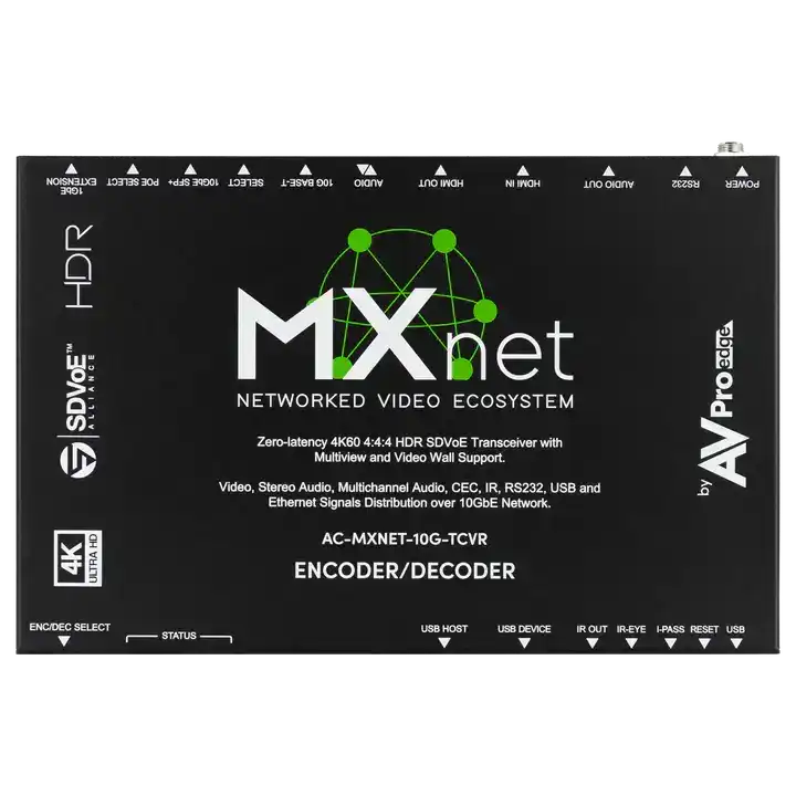 AVPro Edge 10G SDVOE 4K HDMI AV-over-IP PoE Transceiver (Encoder/Decoder) with the ICRON USB and Dante Modules Video Transmitters AVPro Edge