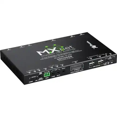 AVPro Edge 1G Networked audio decoder with built in amplifier. 25W per channel at 4 omhs, Dante and AES67 Support Video Transmitters AVPro Edge