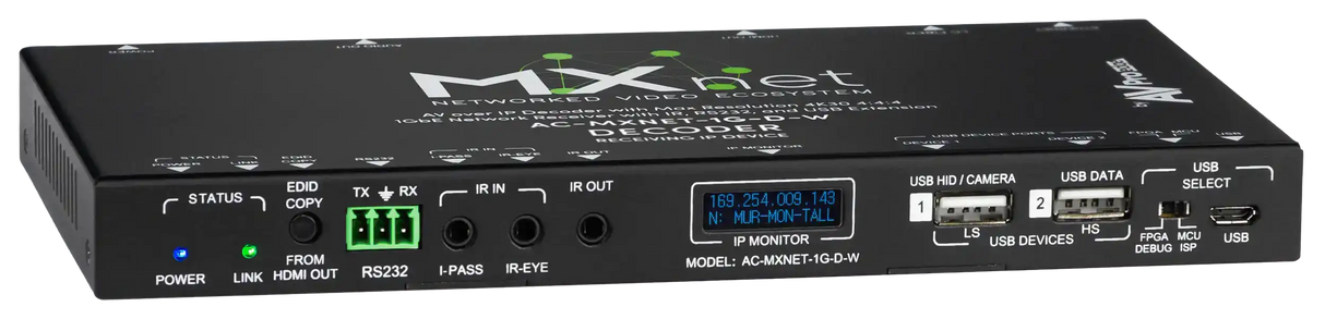 AVPro Edge MXnet Evolution II AV-over-IP Decoder with Dante encoding Video Transmitters AVPro Edge