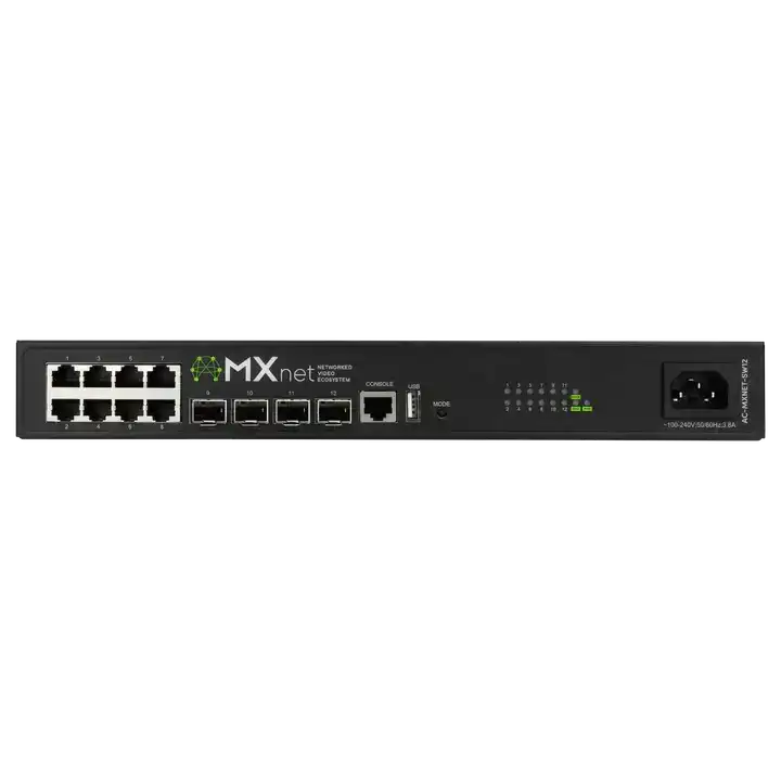AVPro Edge 12 port network switch built as a part of the MXNET Ecosystem. Video Transmitters AVPro Edge