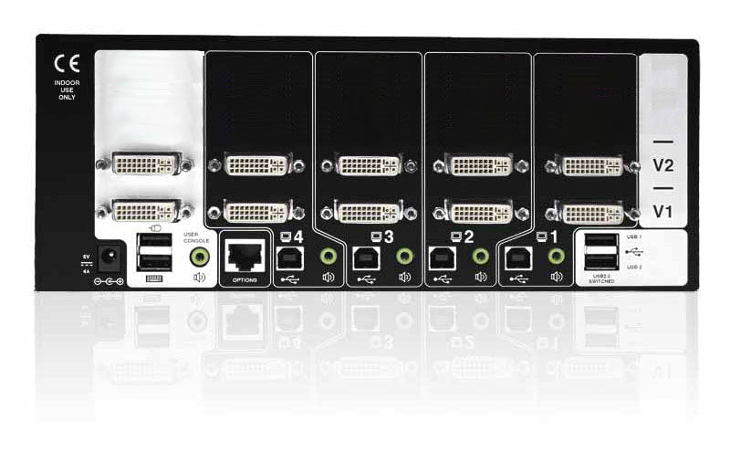Adder AV4PRO-DVI-DUAL-US: 4-Port Dual DVI-I USB KVM Switch for Multi-Monitor Control