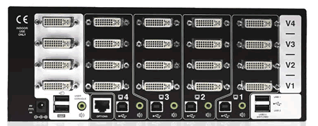 Adder AV4PRO-DVI-QUAD-US: 4-Port Quad DVI-I USB KVM Switch for Multi-Monitor Control