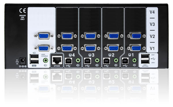 Adder AV4PRO-VGA-DUAL-US: 4-Port Dual VGA USB KVM Switch for Multi-Monitor Sharing