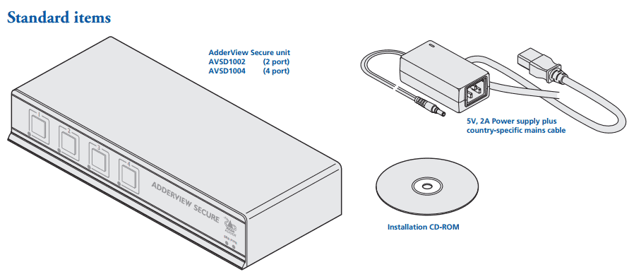 Adder AVSD1004-US Secure 4-Port DVI-I KVM Switch
