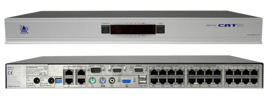 AdderView AVX4024-US: 4-User 24-Port CATx KVM Switch for Secure Multi-Server Control