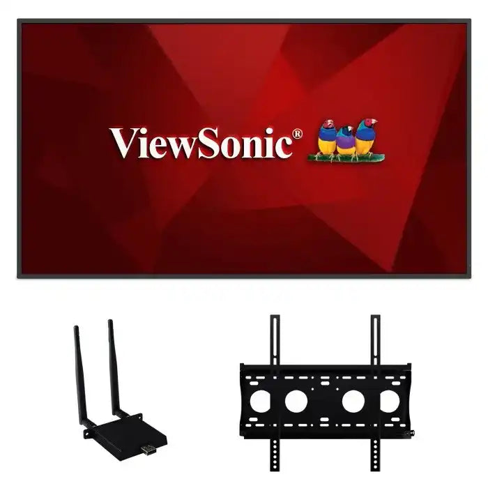 ViewSonic CDE6530-E1 65" 4K UHD Wireless Presentation Display Bundle with Wi-Fi 6 Adapter, Wall Mount, Android 11, 450 cd/m² Brightness, 24/7 Operation Interactive Displays ViewSonic