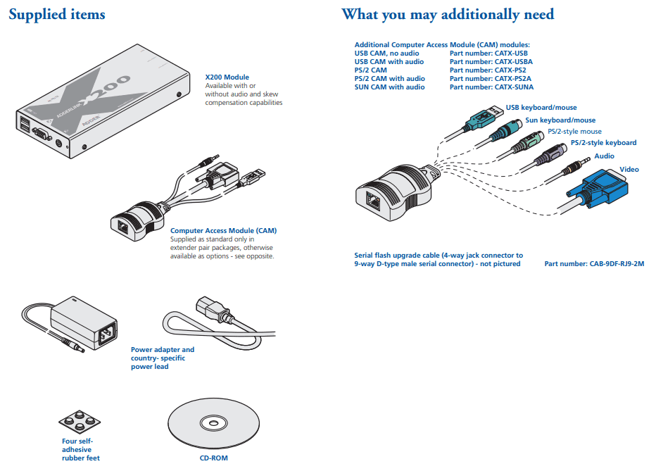 AdderLink X200AS-USB/P-US - USB KVM Extender Kit with Audio and De-Skew for VGA Video up to 1000ft KVM Switches Adder Technology
