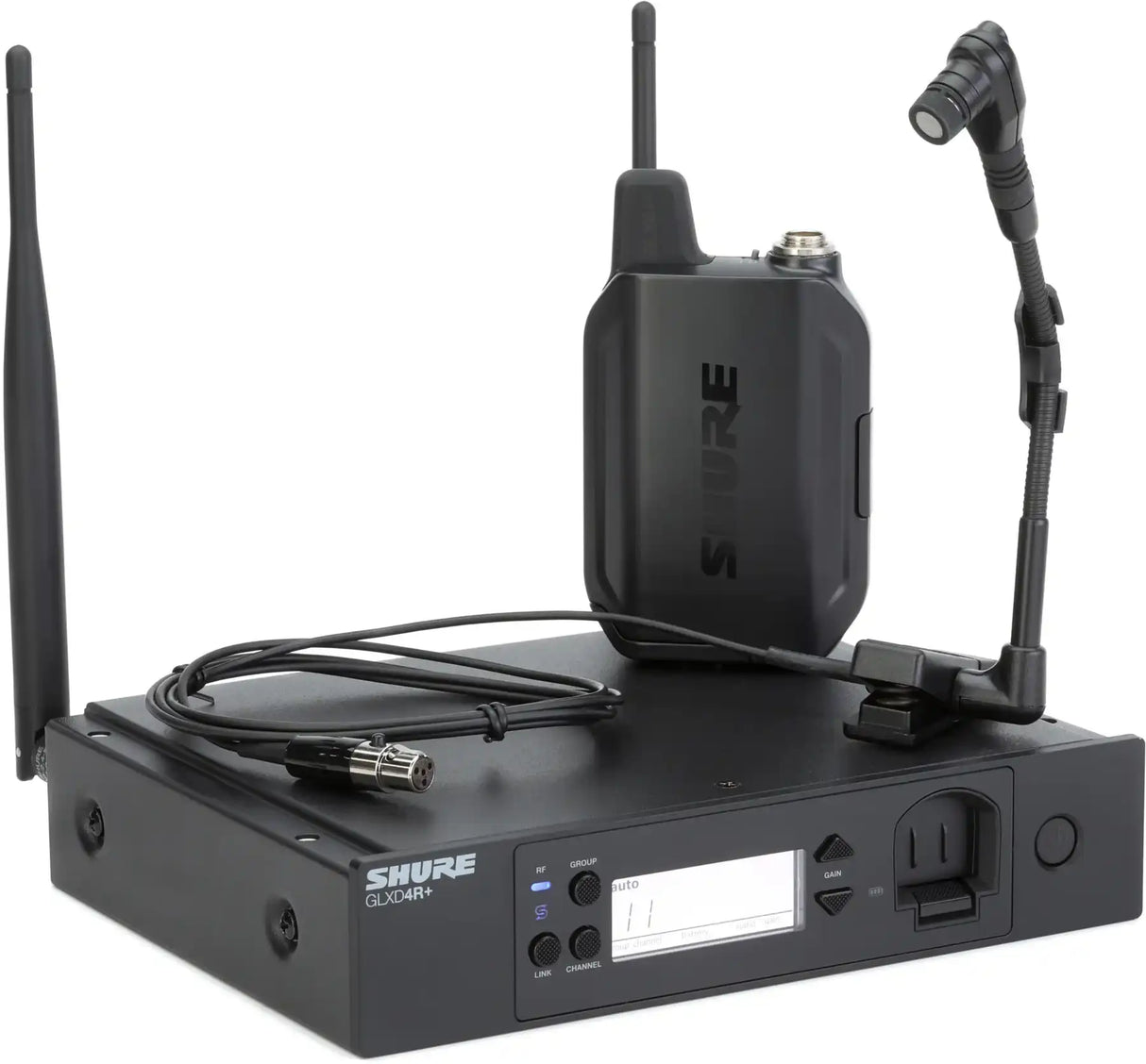 Shure GLXD14R+/B98 Digital Wireless Rackmount Instrument System with BETA 98H/C Microphone Microphones Shure