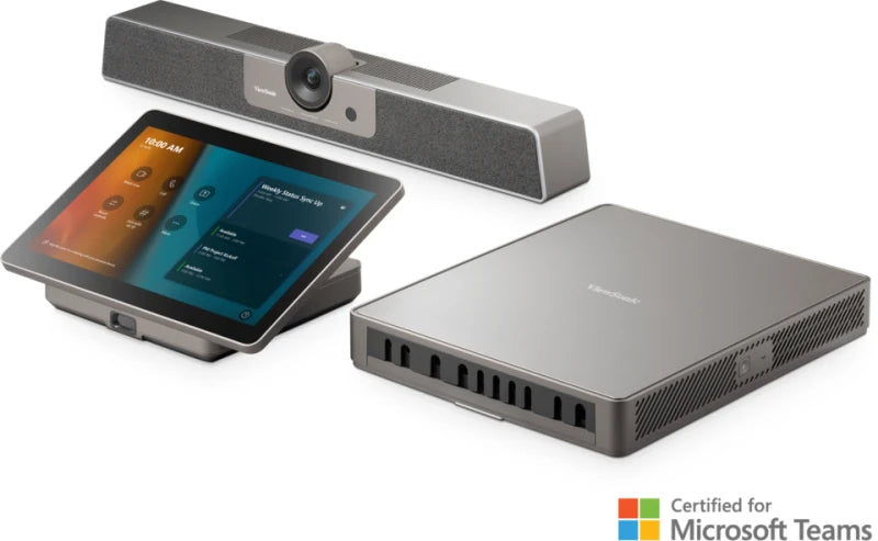 ViewSonic TeamJoin™ TRS10-UB Microsoft Teams Rooms Bundle – Computing Engine (MPC310-W31-TU), 10.1" Touch Console (MRC1010-TN), 4K Video Bar (UMB202) with Intel 12th Gen Core, TPM 2.0, Windows 11 IoT, Auto-Framing, DOA Voice Tracking ViewSonic