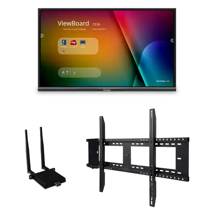 ViewSonic IFP5550-E1 55" 4K Interactive ViewBoard Bundle, 40-Point Multi-Touch, myViewBoard Suite, 40W Soundbar, 65W USB-C PD, WiFi Adapter with Fixed Wall Mount for Education Interactive Displays ViewSonic