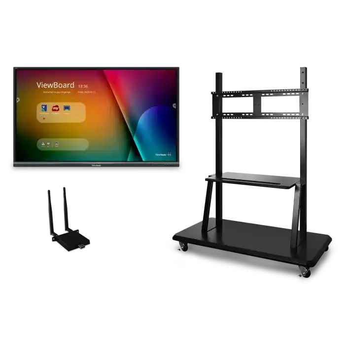 ViewSonic IFP5550-E2 55" 4K Interactive ViewBoard Bundle, 40-Point Multi-Touch, myViewBoard Suite, 40W Soundbar, 65W USB-C PD, WiFi Adapter with Rolling Mobile Trolley Cart Interactive Displays ViewSonic