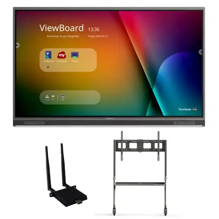 ViewSonic IFP7552-1C-E4 75" 4K Interactive ViewBoard Bundle, 33-Point Touch, myViewBoard Suite, VB-WIFI-001 Adapter, Slim Mobile Trolley Cart for Education Interactive Displays ViewSonic