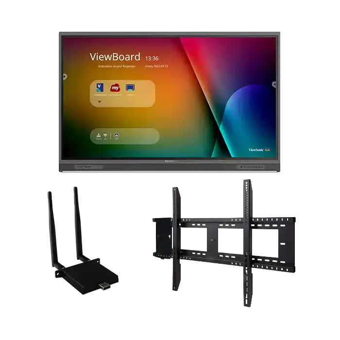 ViewSonic IFP8652-1C-E1 86" 4K Interactive ViewBoard Bundle, 33-Point Slim IR Touch, myViewBoard Suite, VB-WIFI-001 Adapter, WMK-047 Fixed Wall Mount with PC Bracket Interactive Displays ViewSonic