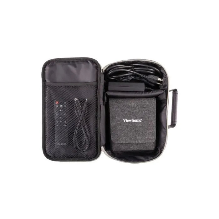 ViewSonic PJ-CASE-010 Padded Carrying Case for M1, M1P, M1+ Projectors – Grey, 160x290x80mm, with Adjustable Divider and Mesh Pocket. ViewSonic