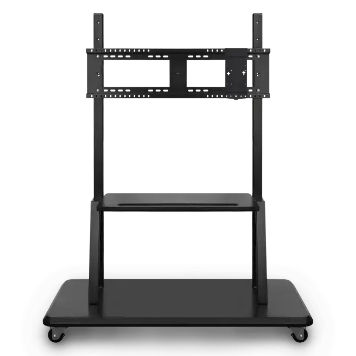 ViewSonic VB-STND-001 Mobile Trolley Cart, Black, Manual Height Adjustment up to 45.37", 360° Swivel, VESA 400x200 to 900x600mm, 15 lb Tray, ADA Compliant for 55"-86" Displays up to 265lbs TV & Monitor Mounts ViewSonic