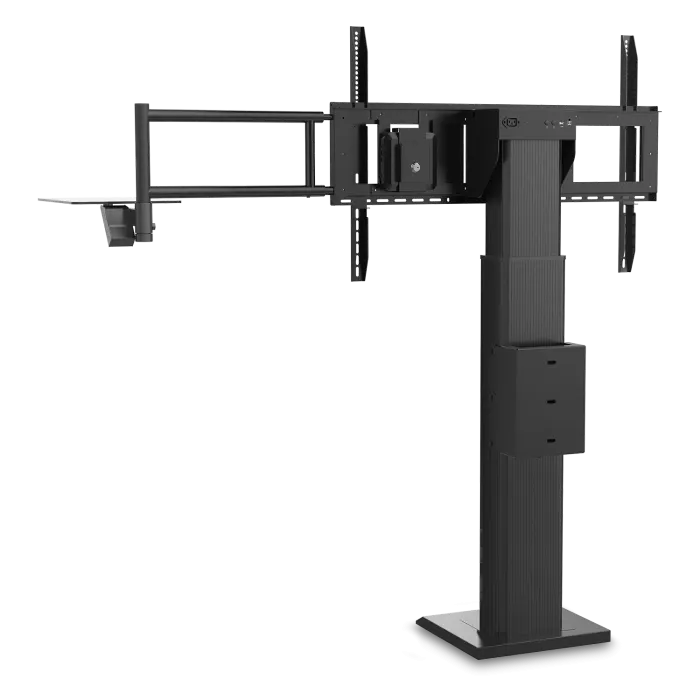 ViewSonic VB-STND-004 Motorized Fixed Floor Stand, Black, 22" Smooth Lift, ADA Compliant, VESA 400x400 to 800x600mm, Swing-Arm Tray for 55"-86" Displays up to 220lbs TV & Monitor Mounts ViewSonic