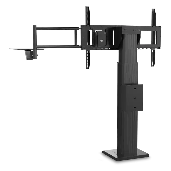 ViewSonic VB-STND-004 Motorized Fixed Floor Stand, Black, 22" Smooth Lift, ADA Compliant, VESA 400x400 to 800x600mm, Swing-Arm Tray for 55"-86" Displays up to 220lbs TV & Monitor Mounts ViewSonic