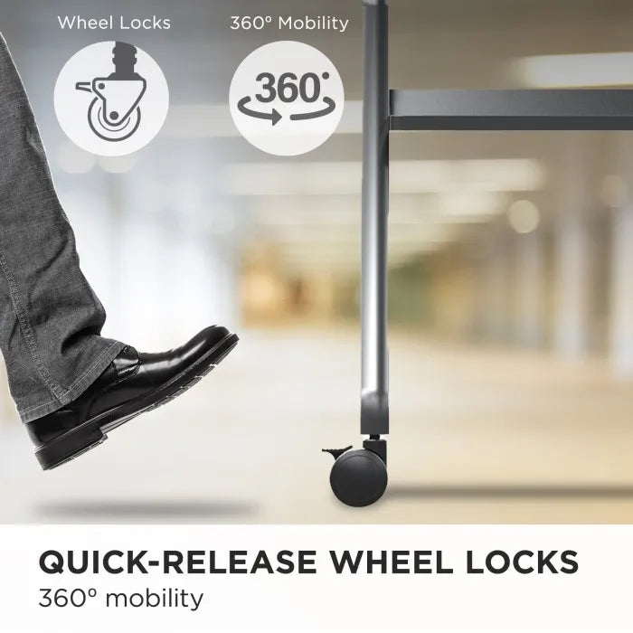 ViewSonic VB-STND-009 Slim Mobile Cart Stand, Grey, Manual Height Adjustment, 400x400 to 1000x600mm VESA, 4" 360° Lockable Casters for 55"-105" Displays up to 265lbs TV & Monitor Mounts ViewSonic