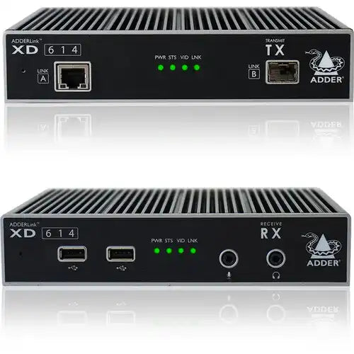 AdderLink XD614P-DP-US - PoE Quad-Head 4K DisplayPort KVM Extender Pair for Lossless Multi-Monitor Extension KVM Switches Adder Technology