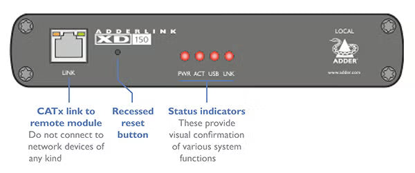 AdderLink XD150 - High-Resolution DVI KVM Extender for USB 2.0, Audio and RS232 over Single CATx up to 500ft