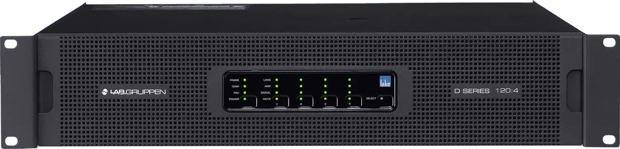 Lab Gruppen D SERIES LAKE D 120:4L 12,000W Amplifier with 4 Flexible Output-Channels, Lake Digital Signal Processing and Digital Audio Networking for Installation Applications Audio Amplifiers Lab Gruppen