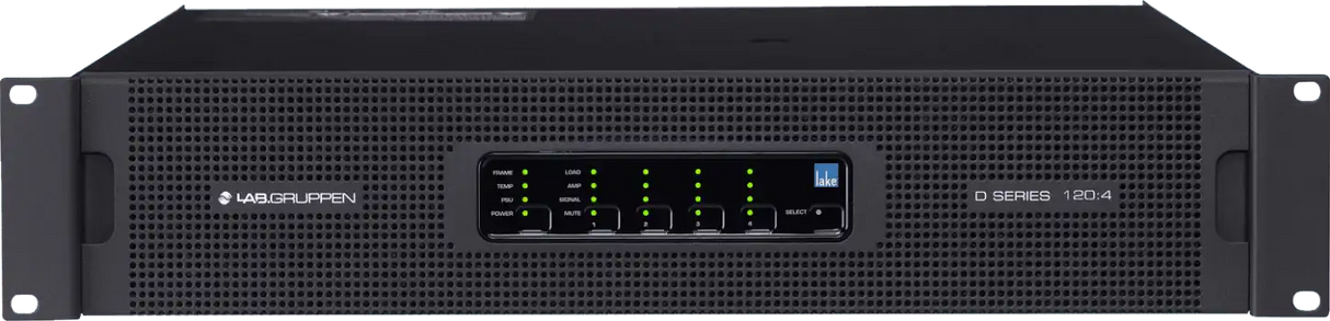 Lab Gruppen D SERIES LAKE D 120:4L 12,000W Amplifier with 4 Flexible Output-Channels, Lake Digital Signal Processing and Digital Audio Networking for Installation Applications Audio Amplifiers Lab Gruppen