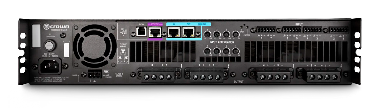 Crown DCI8X300N – 8-Channel 300W Network DriveCore Install Amplifier - rear panel