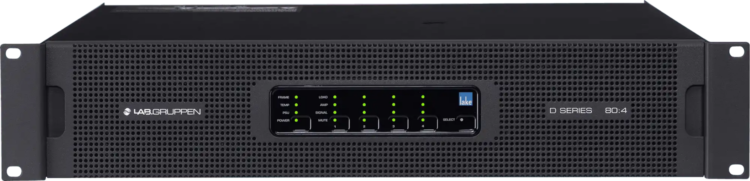 Lab Gruppen D SERIES LAKE D D 80:4L 8000W Amplifier with 4 Flexible Output-Channels, Lake Digital Signal Processing and Digital Audio Networking for Installation Applications Audio Amplifiers Lab Gruppen