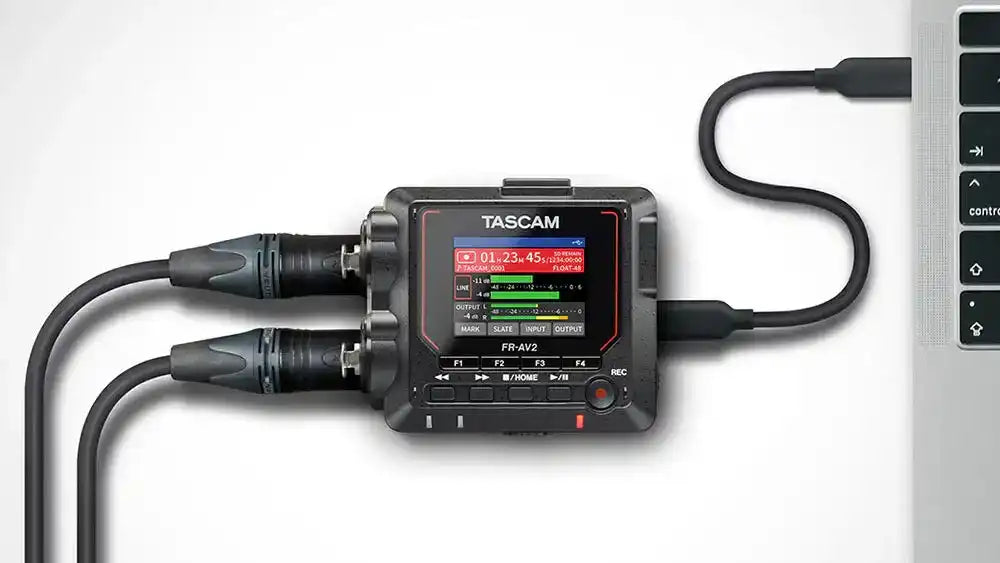 Tascam FR-AV2 Compact 32-bit Float Field Recorder and Timecode Generator with Mixer Audio Players & Recorders Tascam