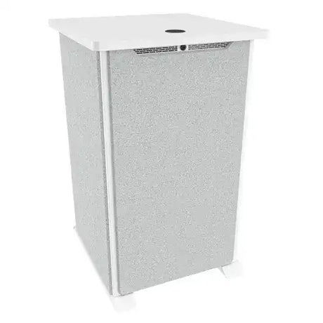 Middle Atlantic Forum™ Side Cart Rack, 20RU, 27" Deep, Wilsonart® Designer White, White Powdercoat, Silver Gray Felt Racks Middle Atlantic