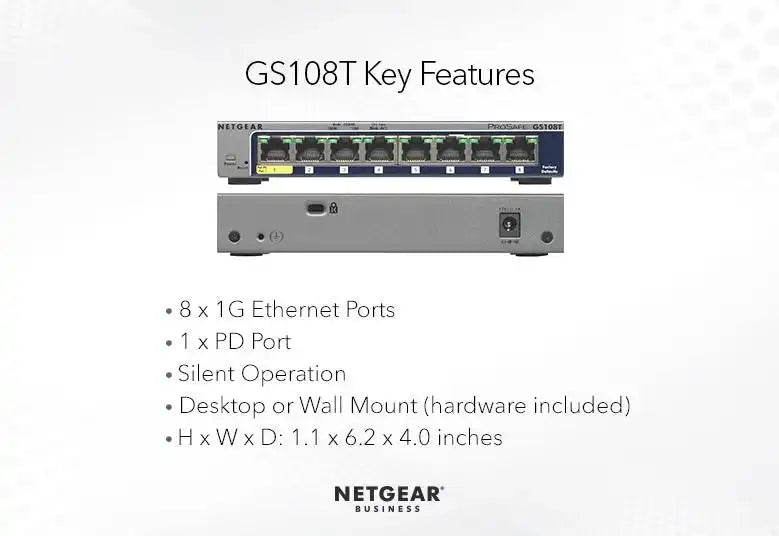 Netgear 8-Port Gigabit Ethernet Smart Switch with Cloud Management Networking Netgear