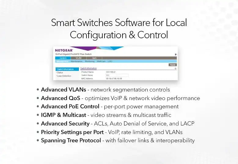 Netgear 8-Port Gigabit Ethernet Smart Switch with Cloud Management Networking Netgear