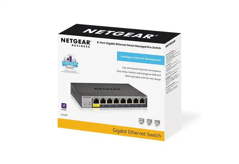 Netgear 8-Port Gigabit Ethernet Smart Switch with Cloud Management Networking Netgear